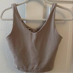 Athleta Transcend V-Neck Crop Sports Bra D-DD (taupe/grey)